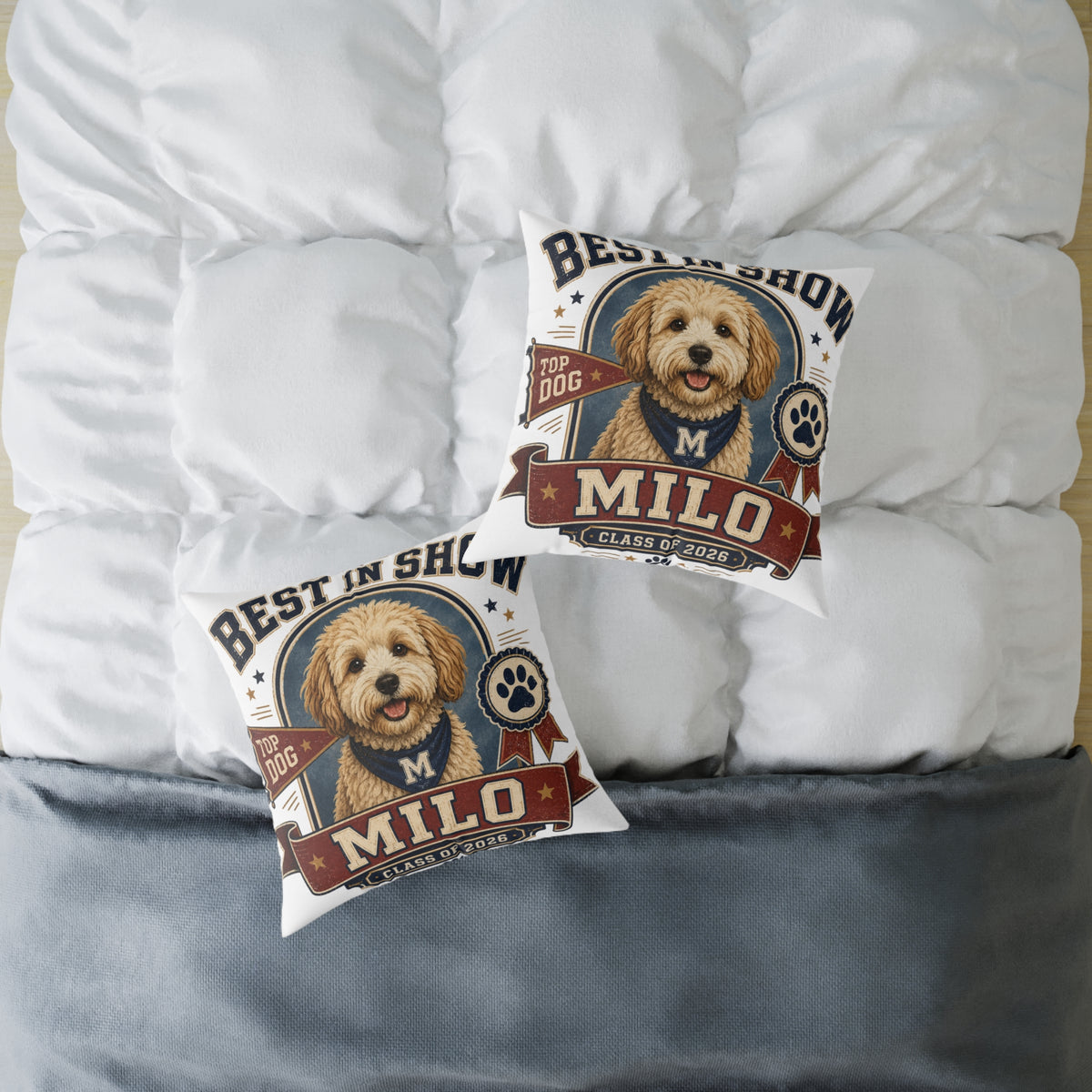 Best in Show Personalized Dog Pillow  Milo Bailey Dog Dad Mom — Milo Name Pet Throw Pillow