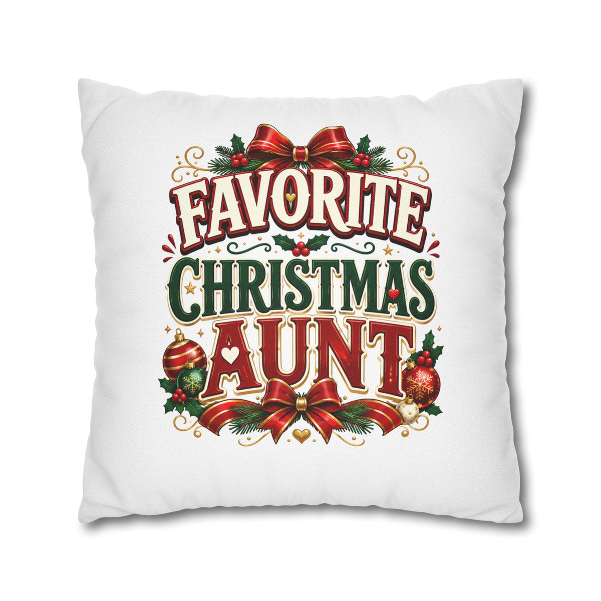Favorite Christmas Aunt Pillowcase - Festive Holiday Decorative Throw Pillowcase