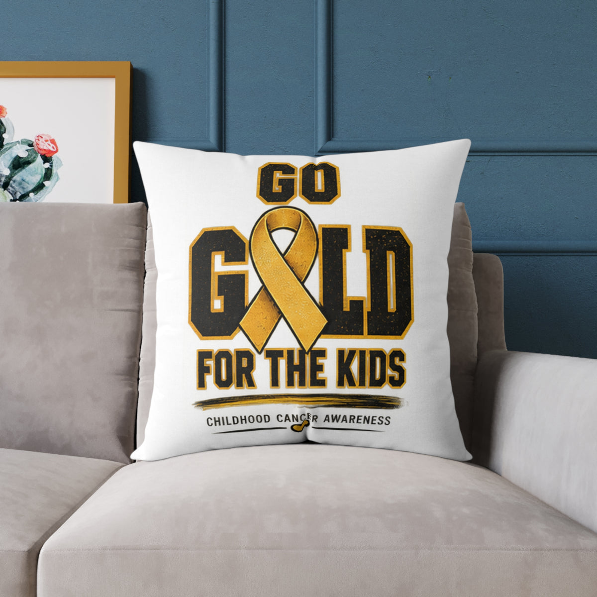 Go Gold for the Kids Childhood Cancer Awareness Pillow