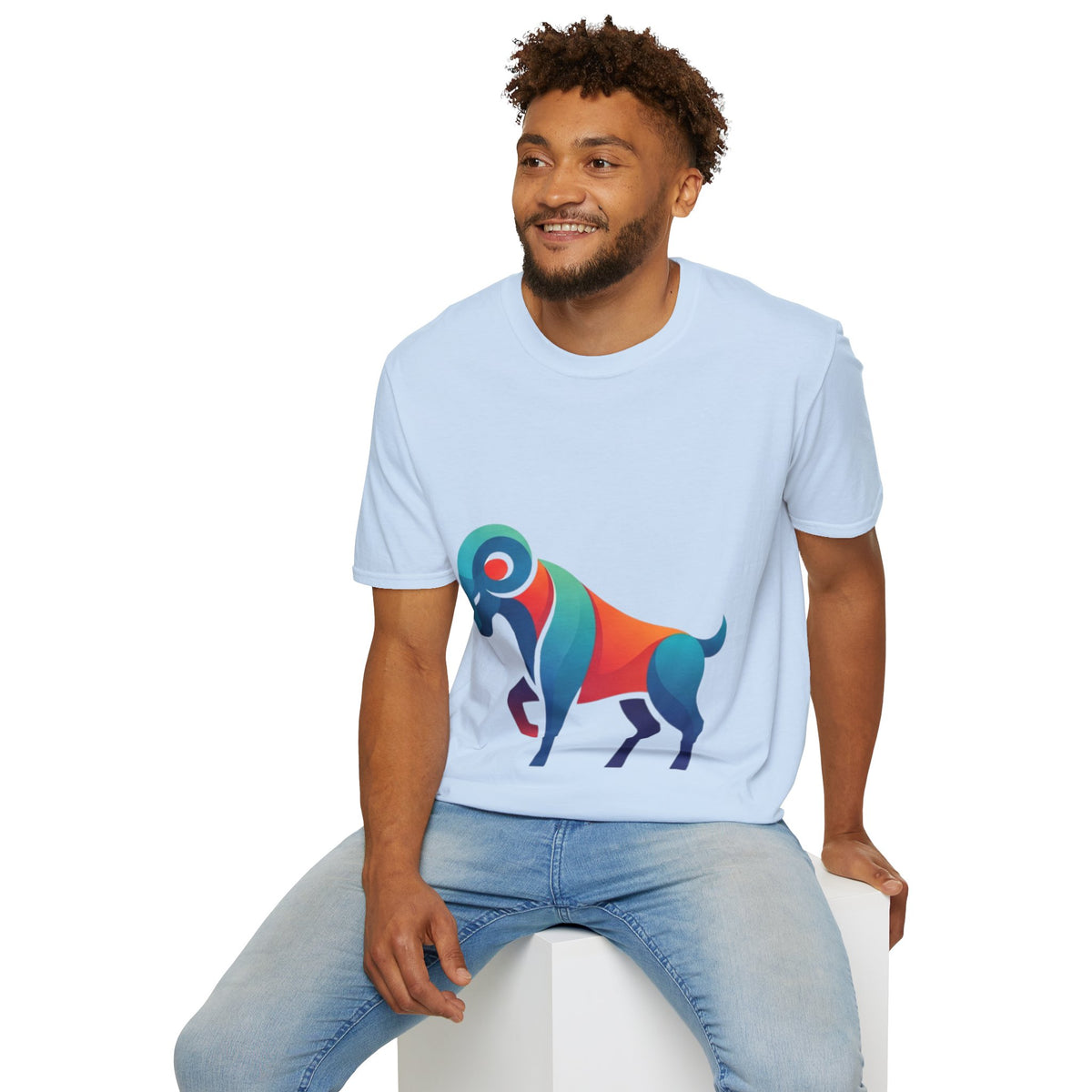 Ram Graphic T-Shirt — Colorful Geometric Sheep/Goat Art