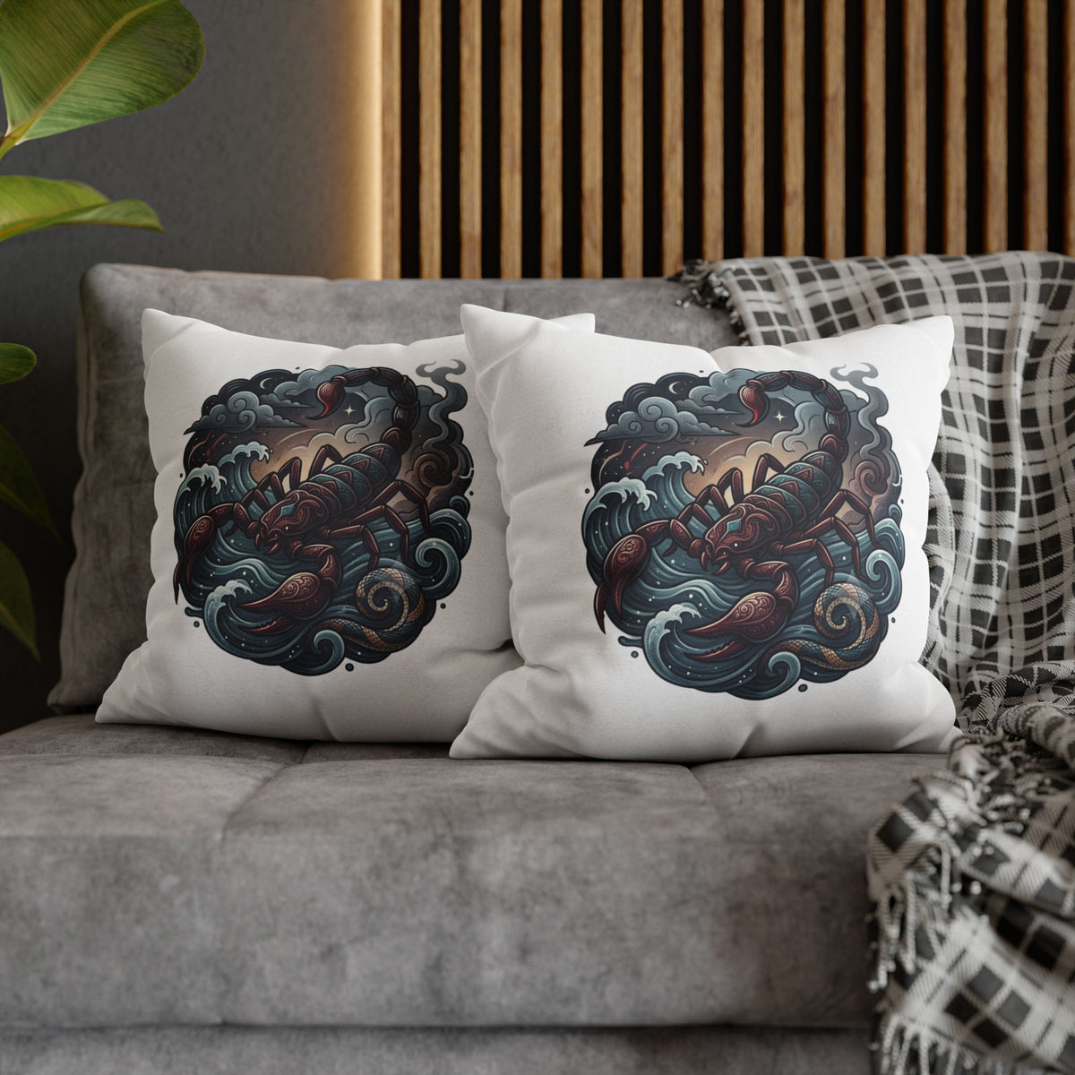 Scorpion Wave Decorative Pillowcase — Zodiac Scorpio Throw Pillow Cover