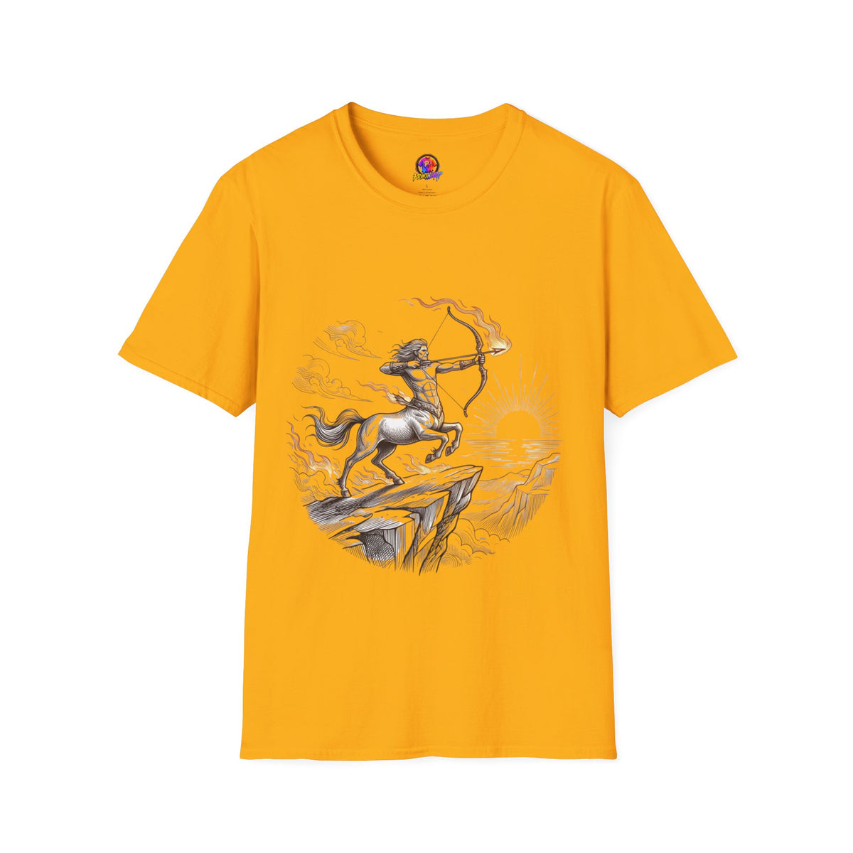 Sagittarius Centaur Archer T-Shirt — Mythical Archer Graphic Tee (Flaming Bow)