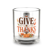 Give Thanks Glass Mug — 10oz Thanksgiving Pumpkin Mug