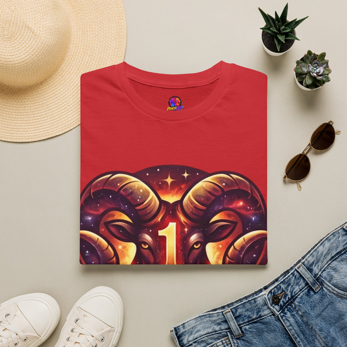 Aries Zodiac Ram Graphic T-Shirt — 'First in the Zodiac' Astrology Tee