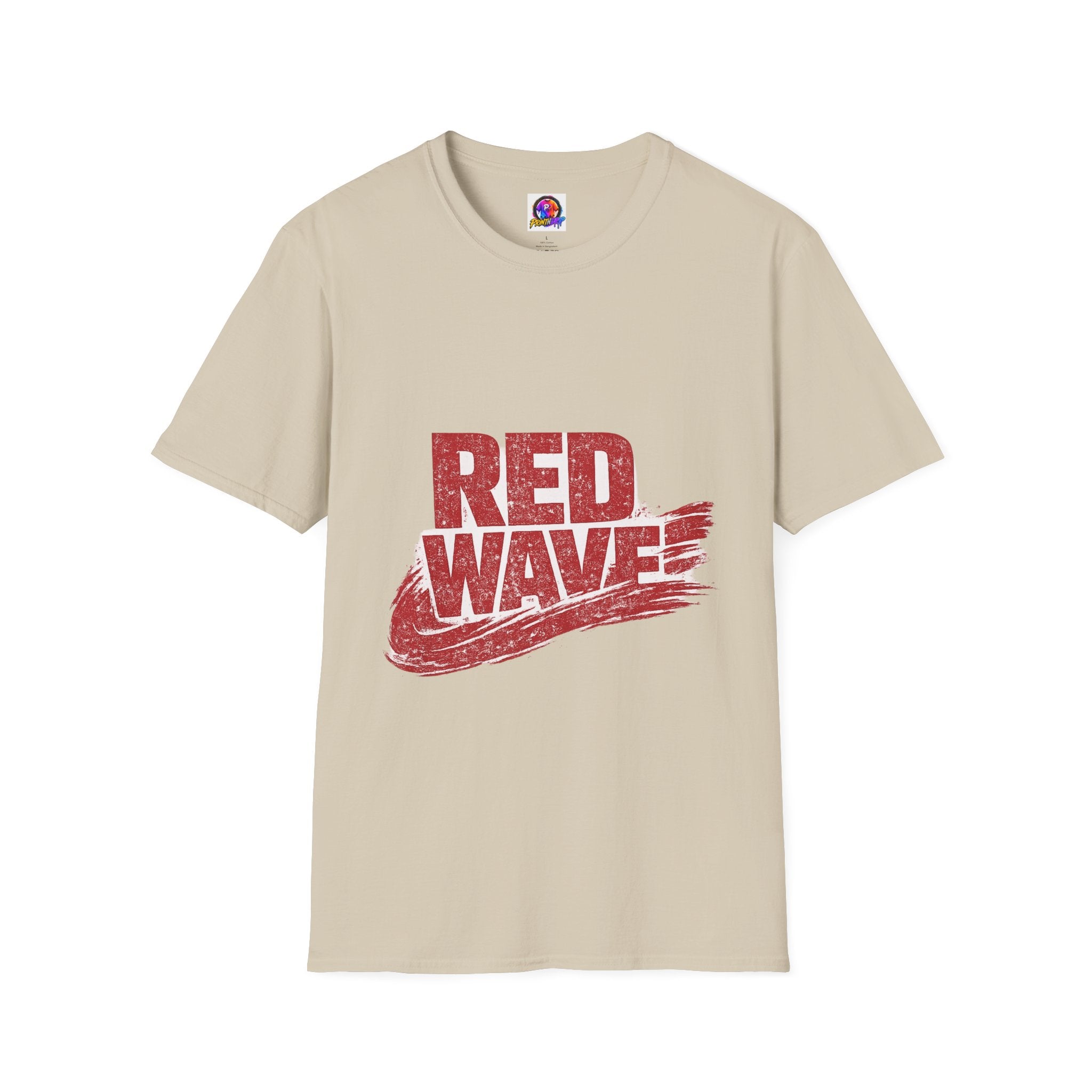 South Korea Red Wave Graphic T‑Shirt — Vintage Distressed Logo Tee