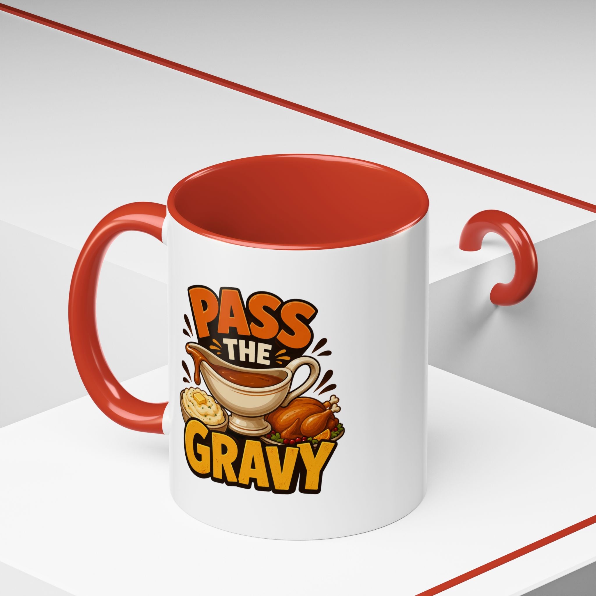 Thanksgiving Mug Pass the Gravy Coffee Mug — Thanksgiving Turkey & Gravy Bowl Accent Mug