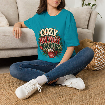 Cozy Holiday Club T-Shirt — Festive Christmas Cozy Cocoa Graphic Tee