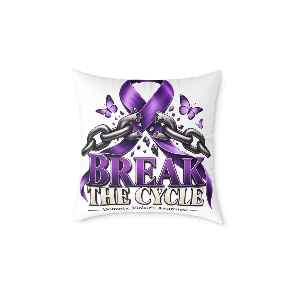 Break the Cycle Awareness Pillow — Purple Ribbon Domestic Violence Support
