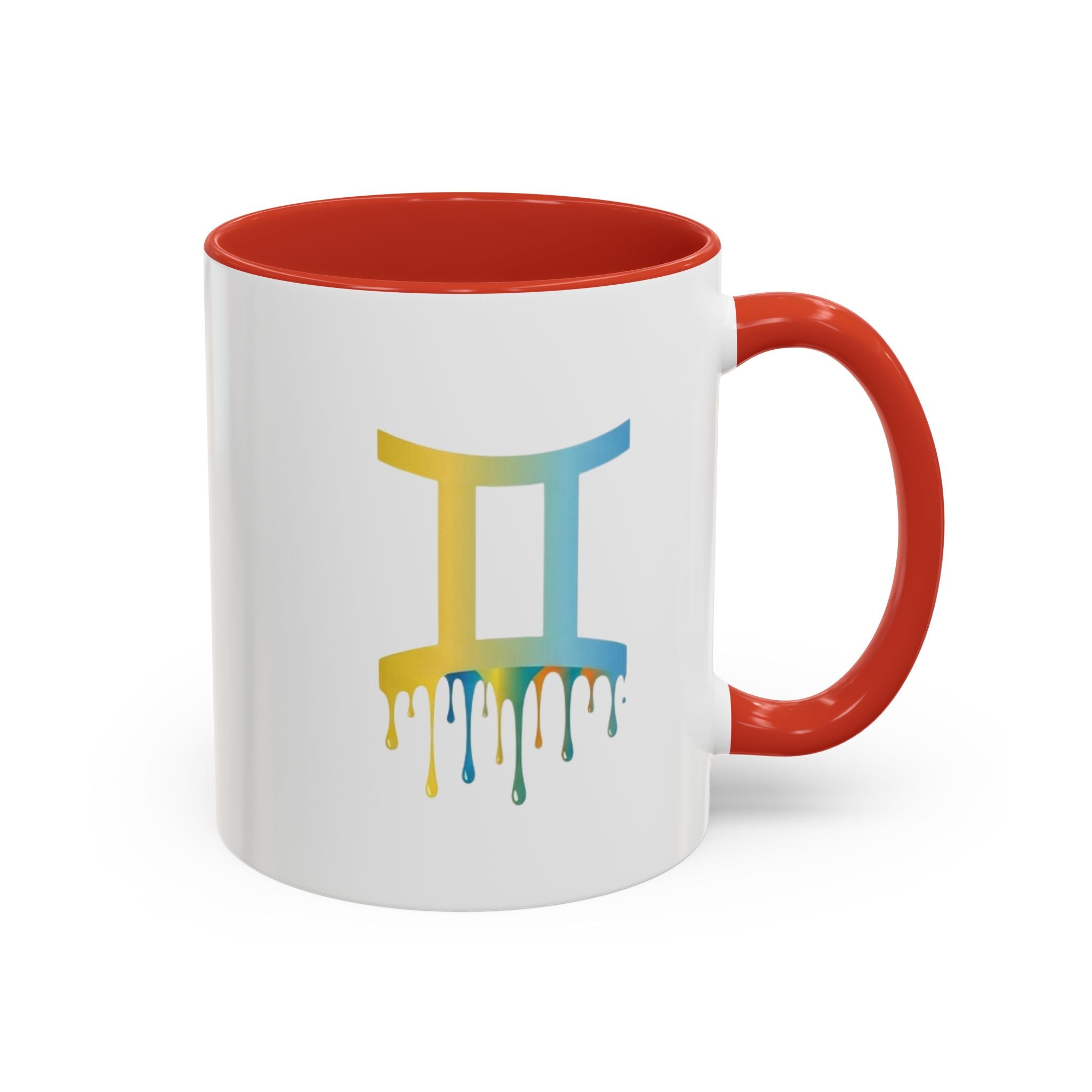 Gemini Zodiac Coffee Mug - Dripping Rainbow Gemini Symbol Accent Mug