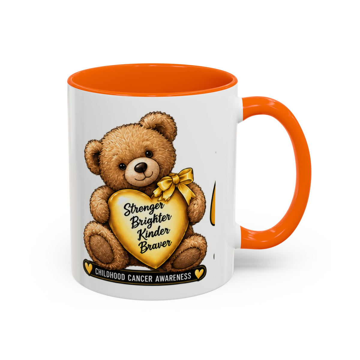 Gold Ribbon Teddy Bear Childhood Cancer Awareness Accent Mug (11/15oz)