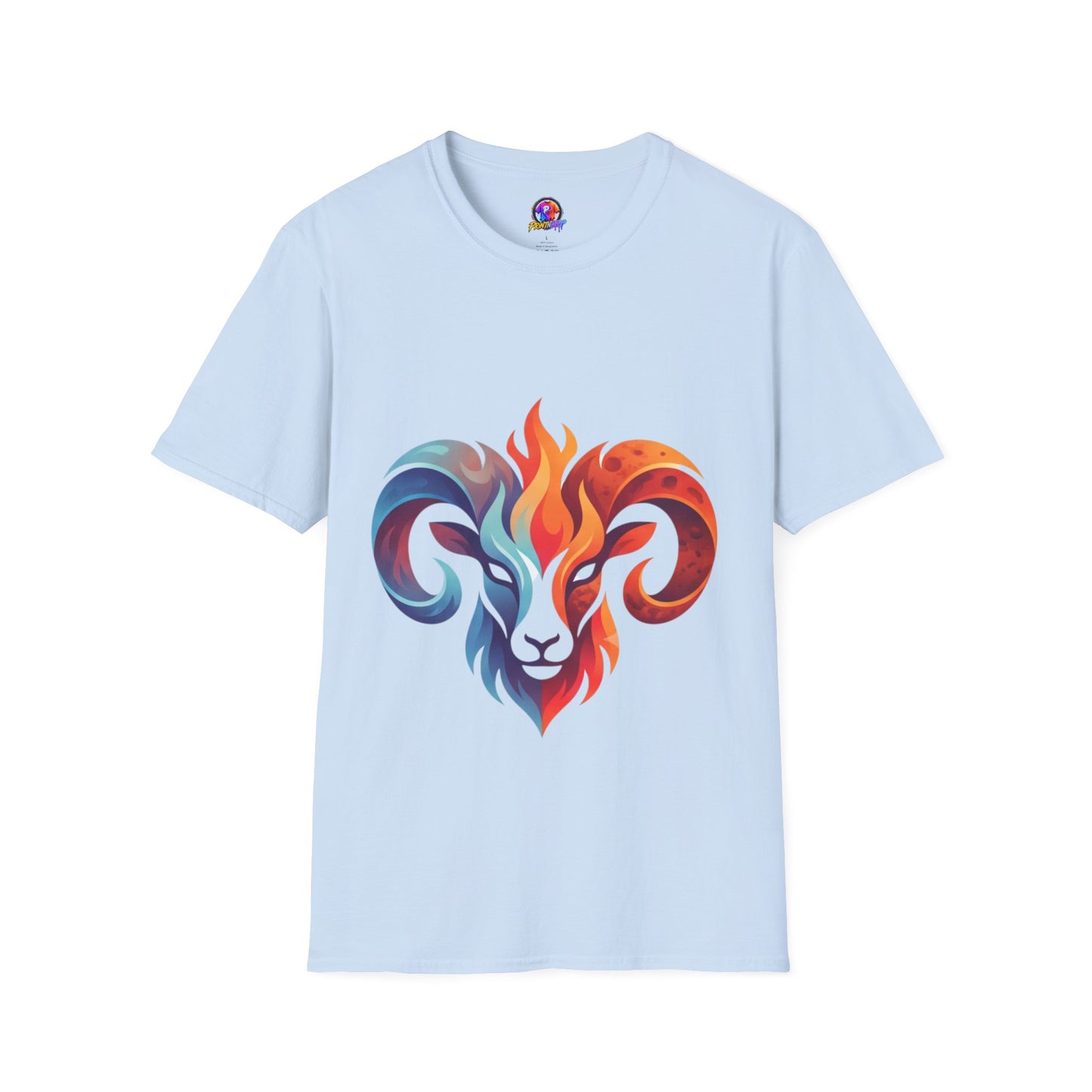 Ram Head Flame Graphic T-Shirt — Bold Aries Zodiac Tee