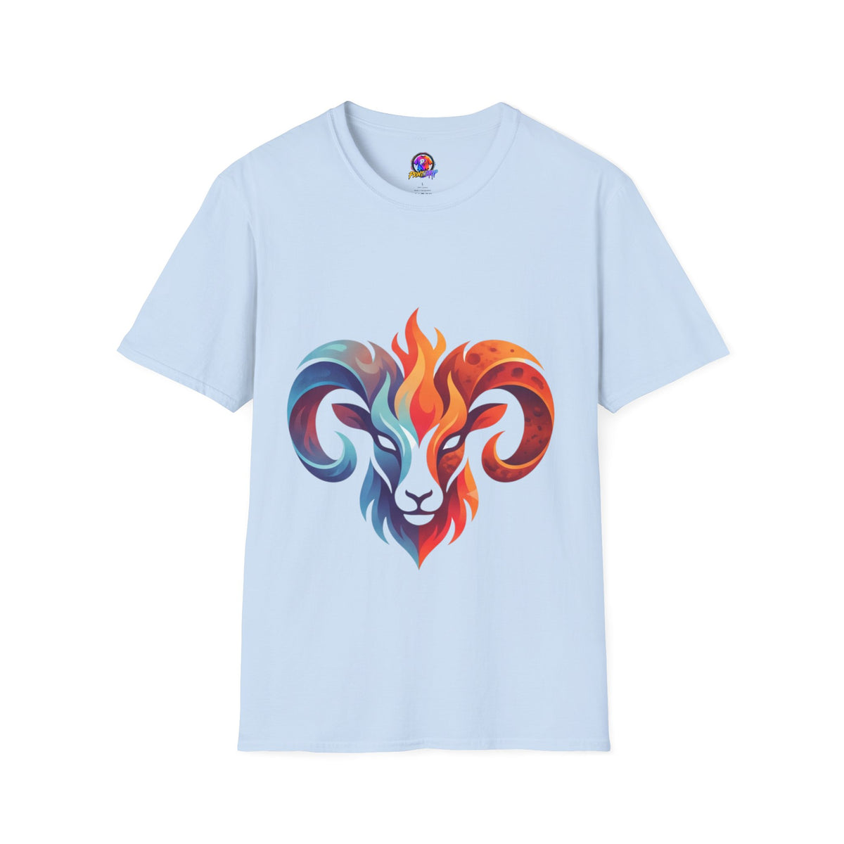 Aries Zodiac Ram Head Flame Graphic T-Shirt — Bold Aries Zodiac Tee