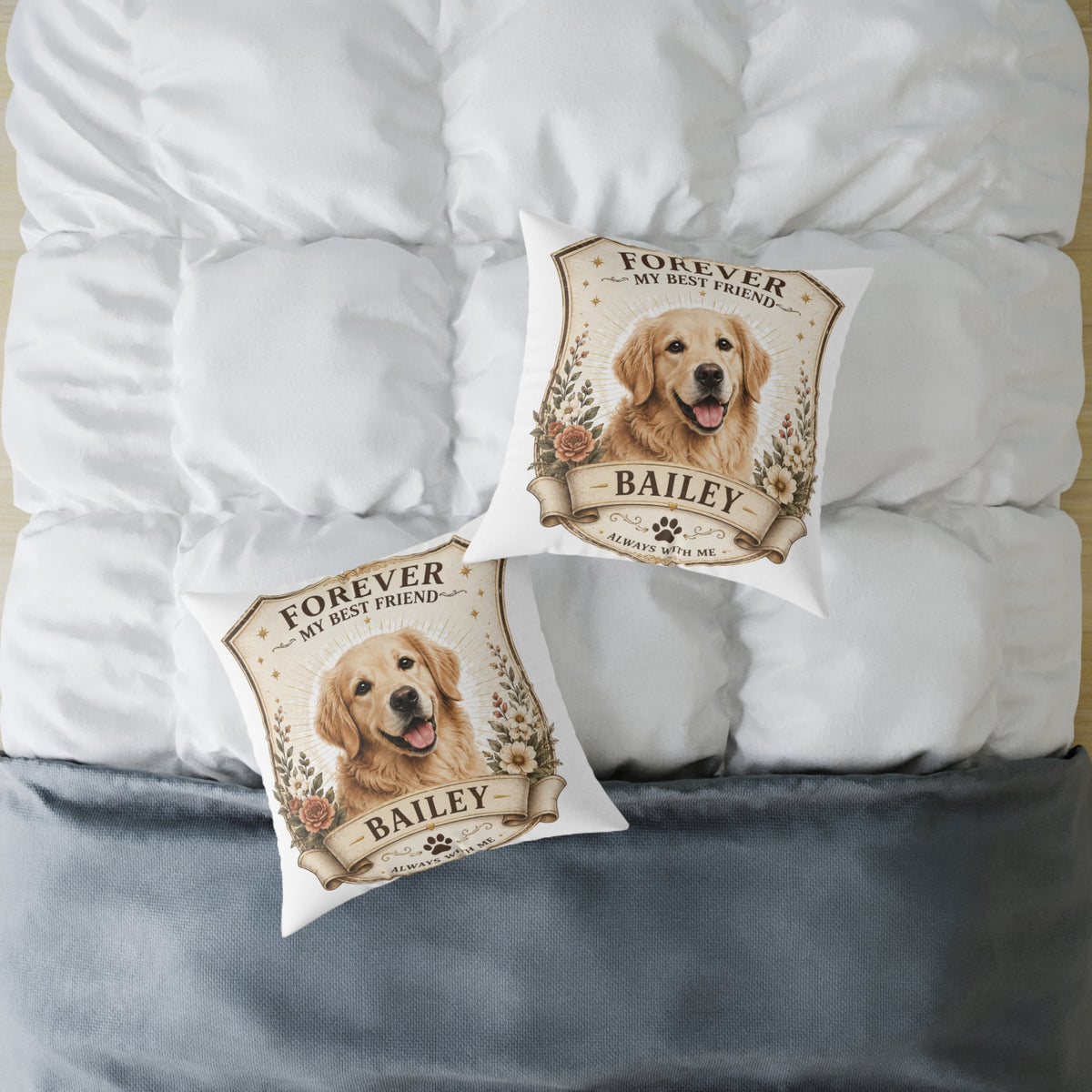 Forever My Best Friend Golden Retriever Pillow Milo Bailey Dog Dad Mom— Personalized Dog Name Cushion