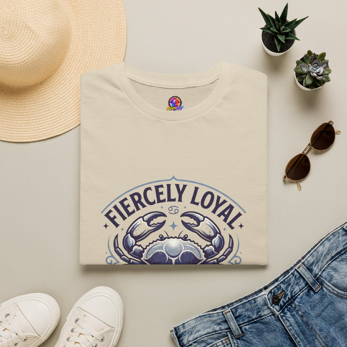 Cancer Zodiac T-Shirt — Fiercely Loyal Crab Design (100% Cancer, Deeply Rooted)