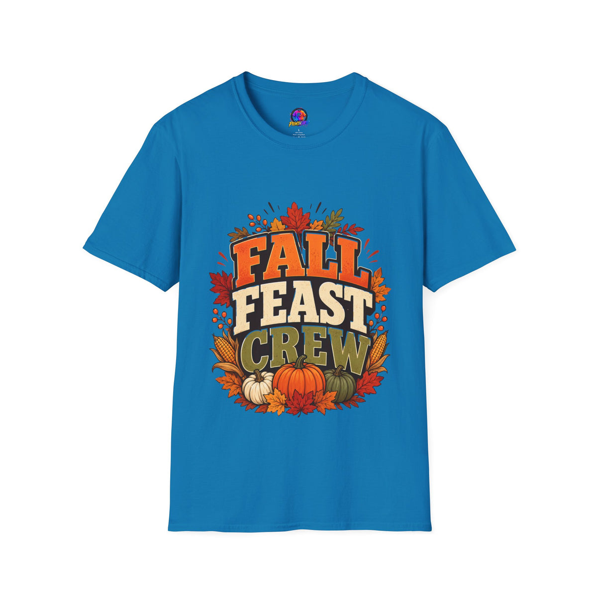 Thanksgiving T-Shirt Fall Feast Crew T-Shirt — Thanksgiving Pumpkin & Leaves Graphic Tee