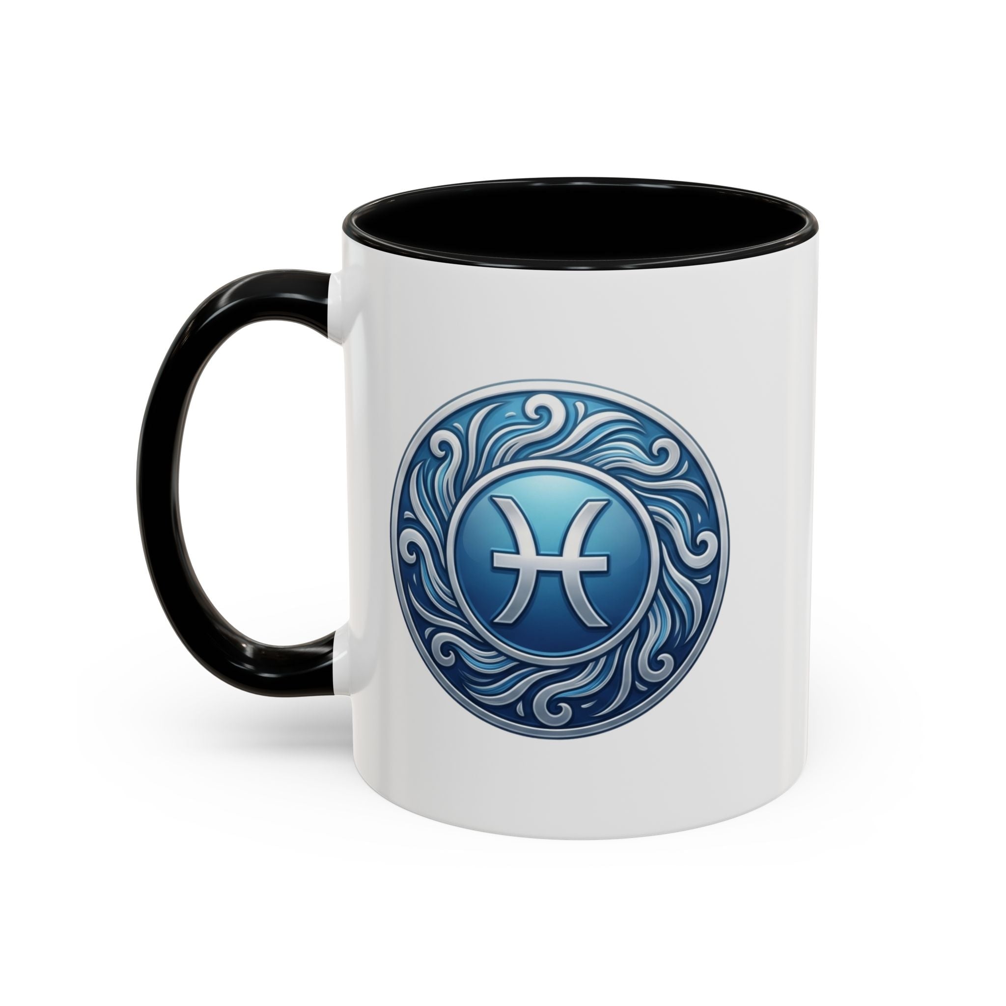 Pisces Zodiac Coffee Mug — Blue Astrological Symbol Accent Mug