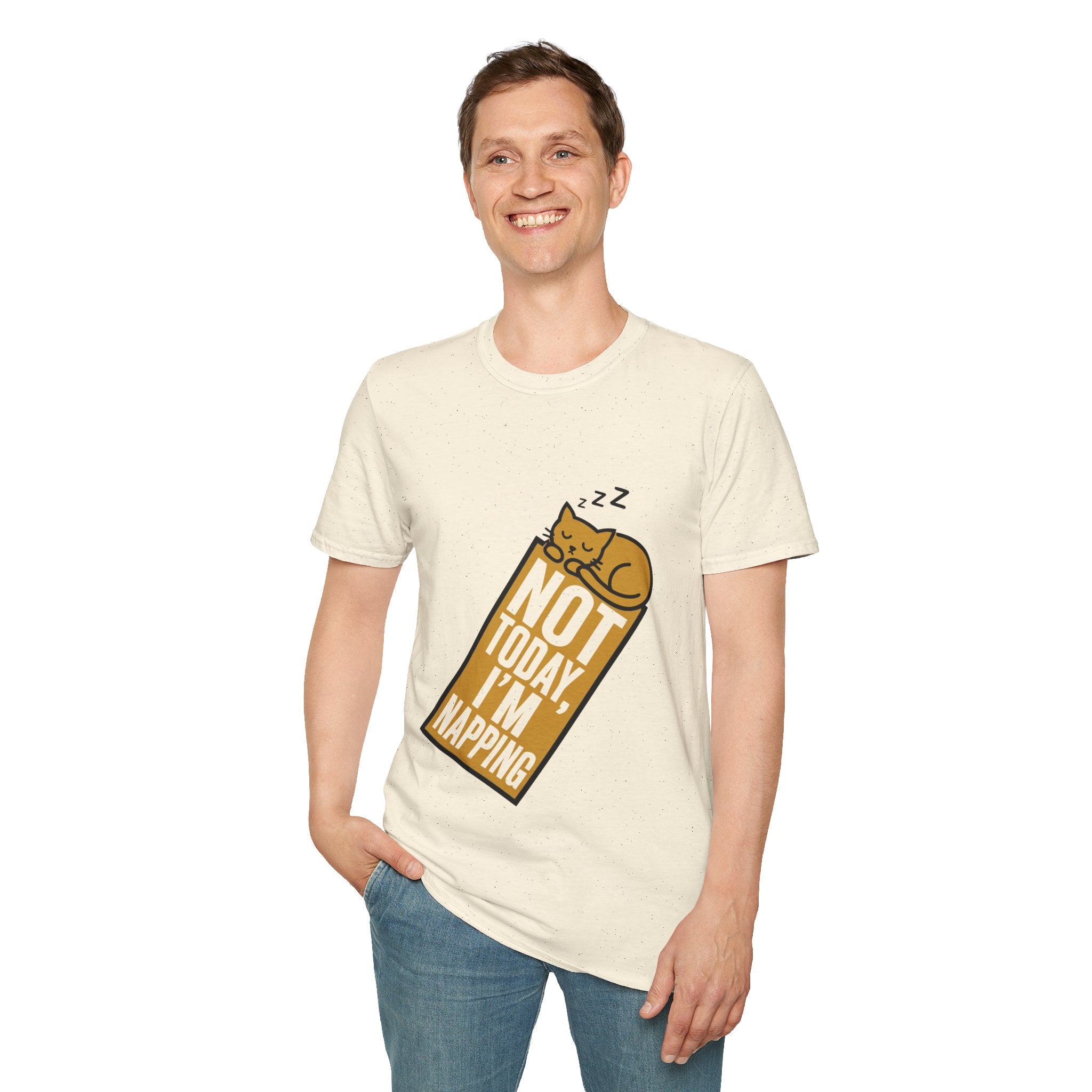 Not Today I'm Napping Orange Cat Tee - Funny Sleeping Kitten Block Graphic T-Shirt - Trending Now - September 2026
