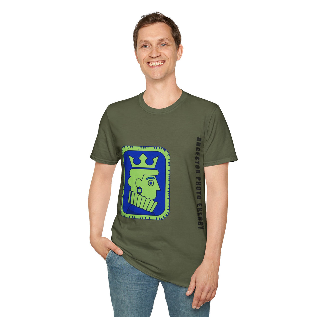 King Checkerboard Graphic T‑Shirt — Bold Green & Blue Chess King Design - Trending Now - September 2026