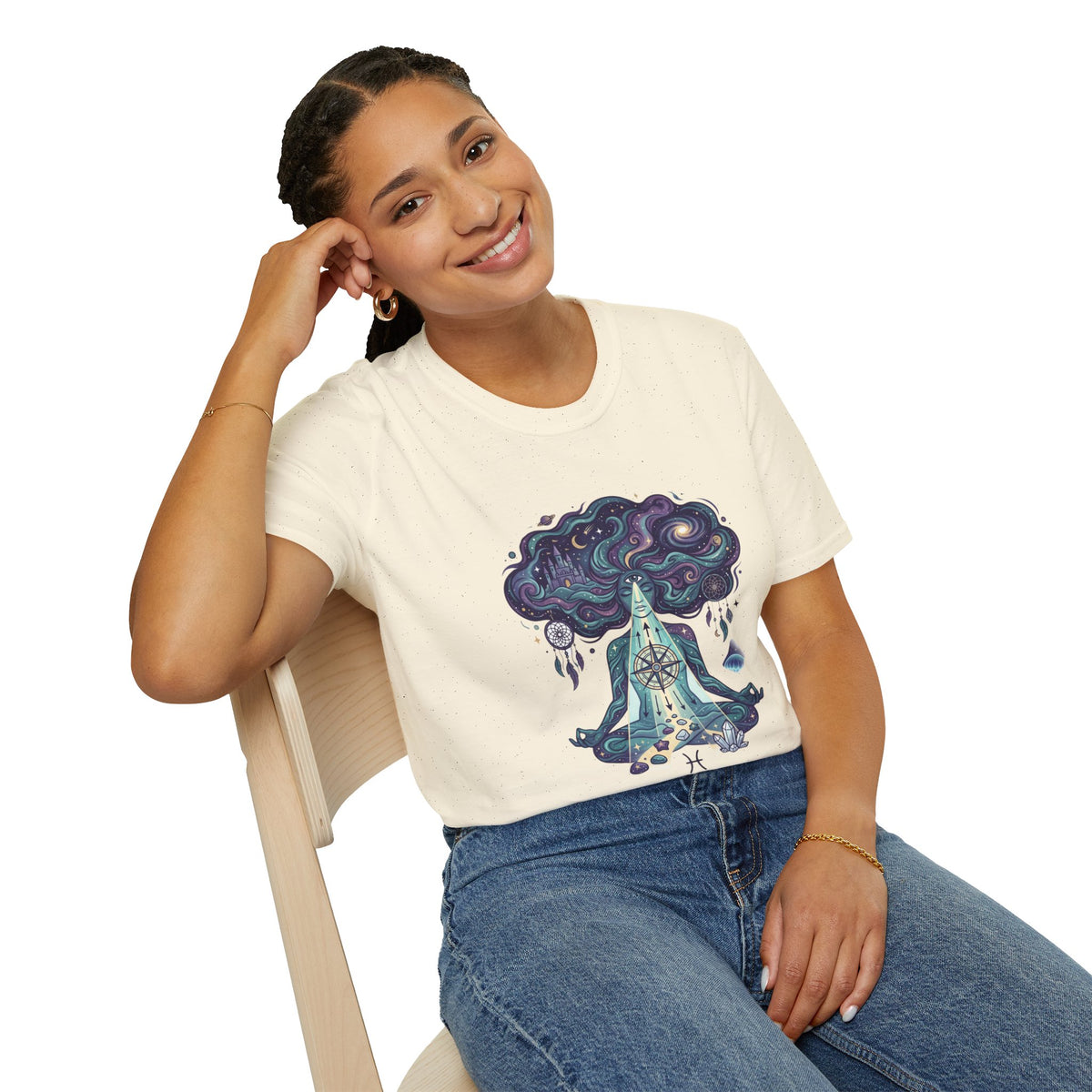 Dreamy Meditation T-Shirt — 'Guided by dreams, ruled by intuition' Spiritual Art Tee