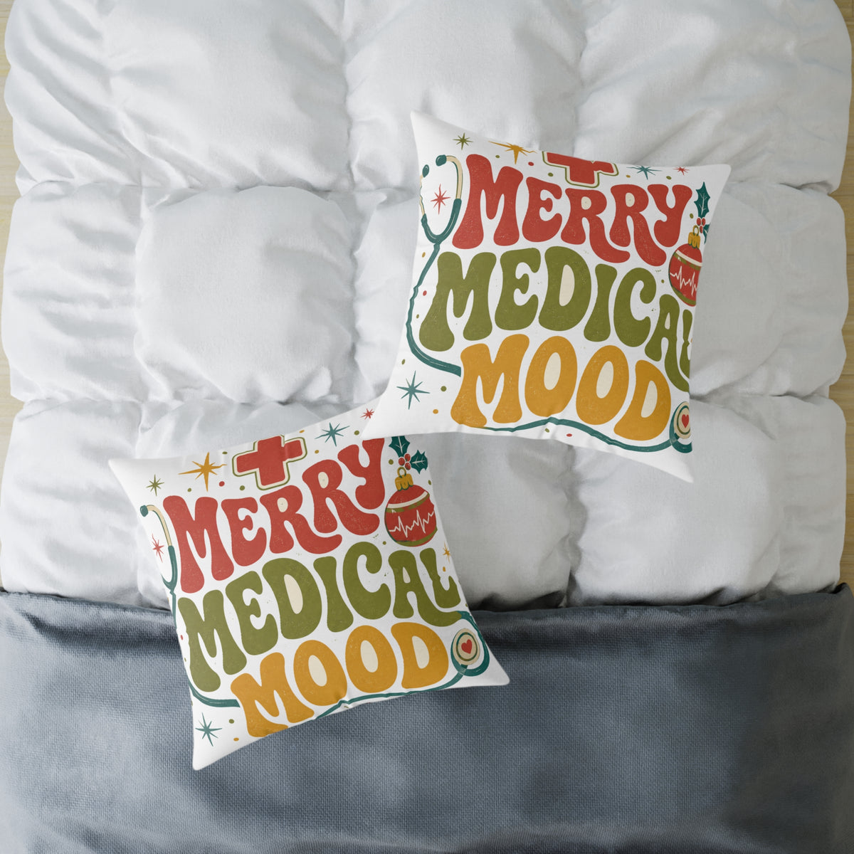 Merry Medical Mood Holiday Modern Day Christmas Throw Pillow