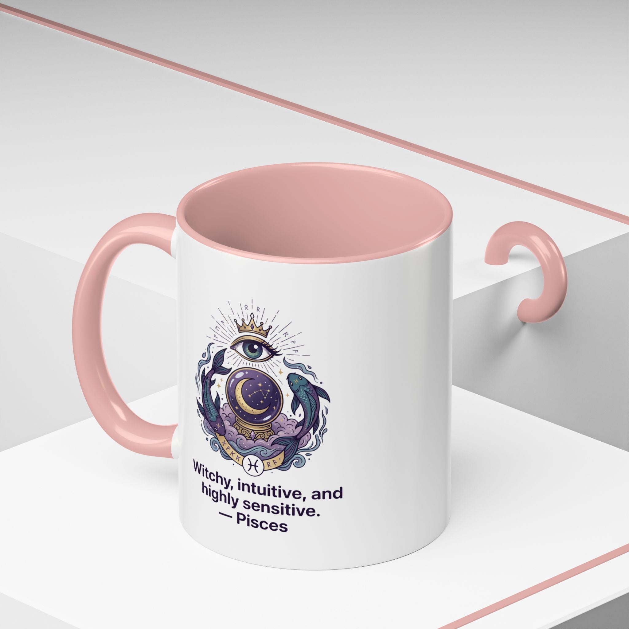 Pisces Witchy Accent Mug — "Witchy, intuitive, and highly sensitive" Astrology Coffee Cup (11/15oz)