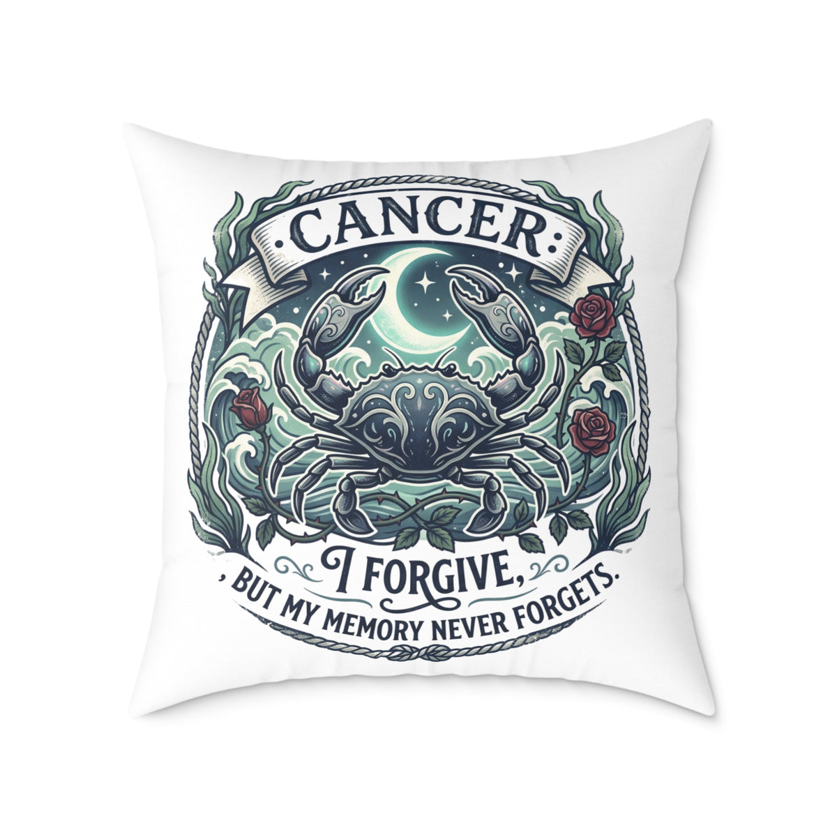 Cancer Zodiac Pillow Forgive But My Memory Never Forgets Square Poly Canvas Pillow