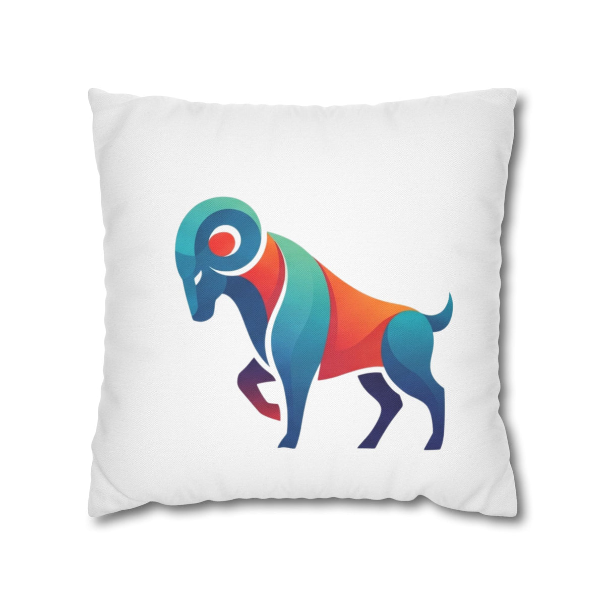Aries Colorblock Ram Decorative Pillowcase — Zodiac Throw Pillow Cover