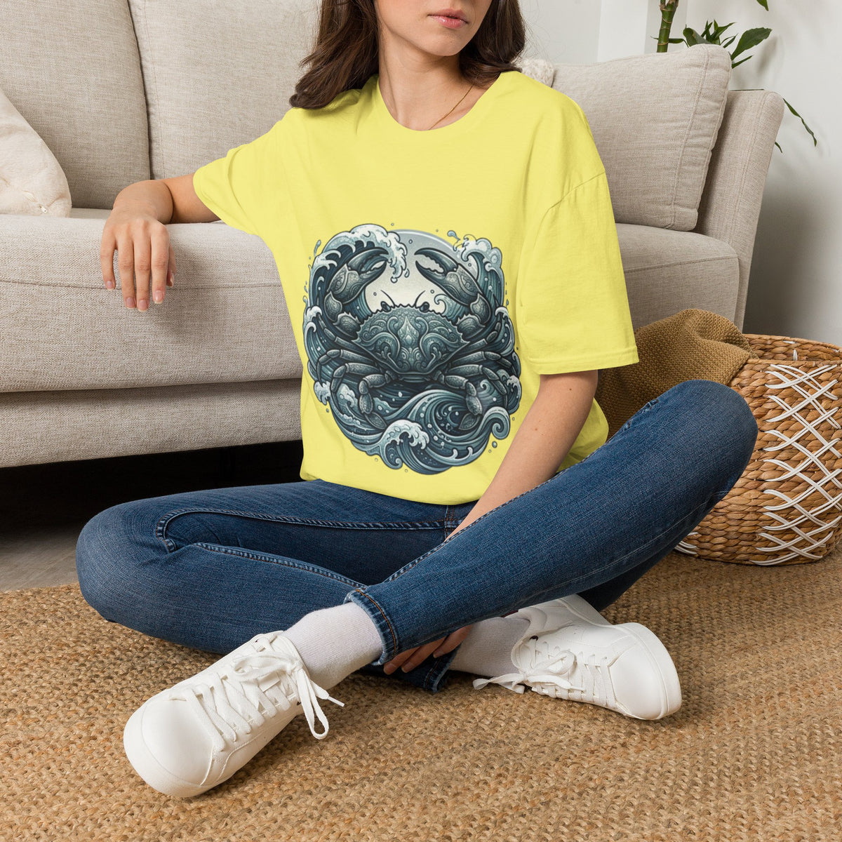 Crab and Waves Graphic T-Shirt — Coastal Oceanic Nautical Tee