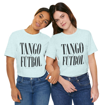 Argentina - Tango y Fútbol Graphic Tee - Bold Serif Soccer & Dance Shirt