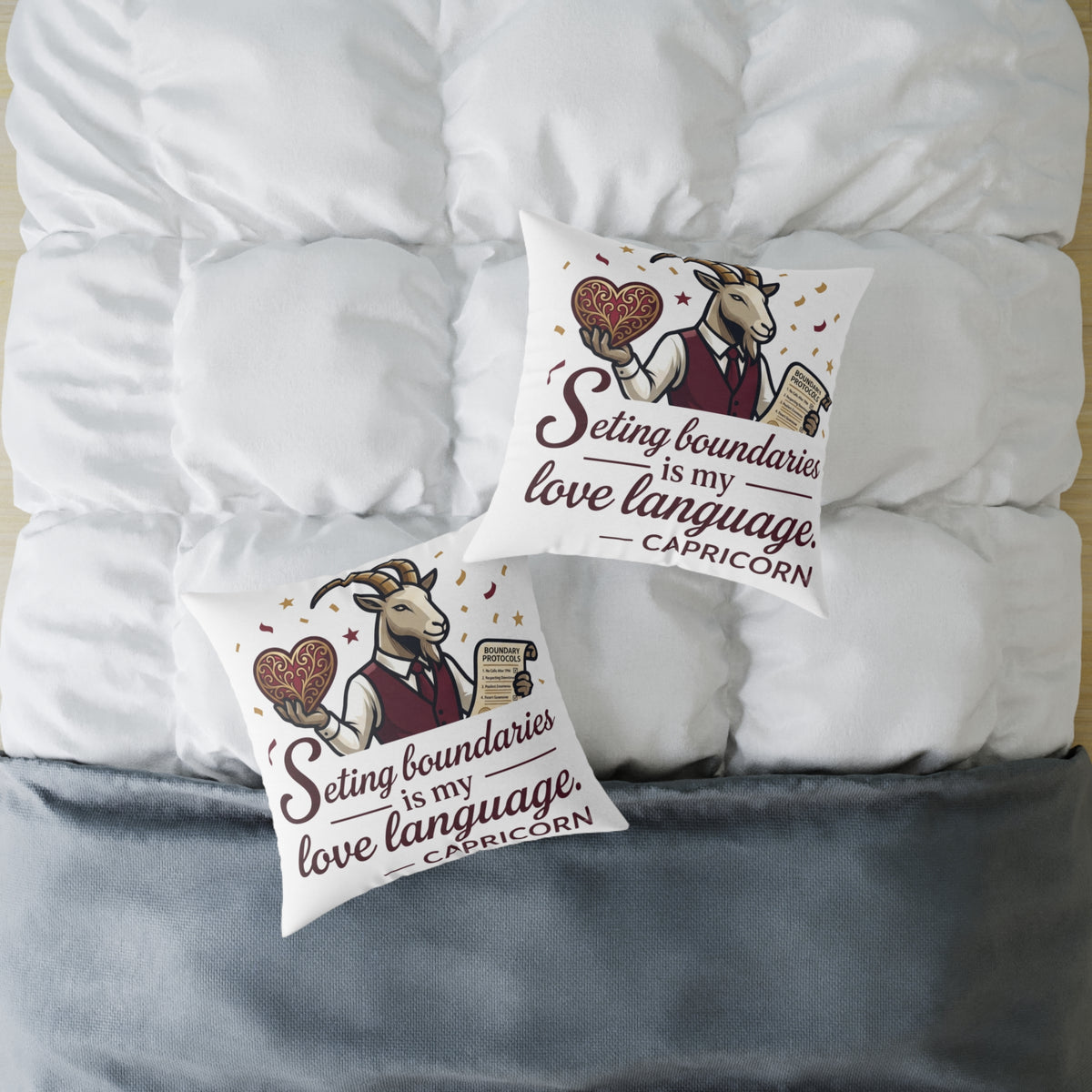 Capricorn Pillow – "Setting Boundaries Is My Love Language" Zodiac Décor