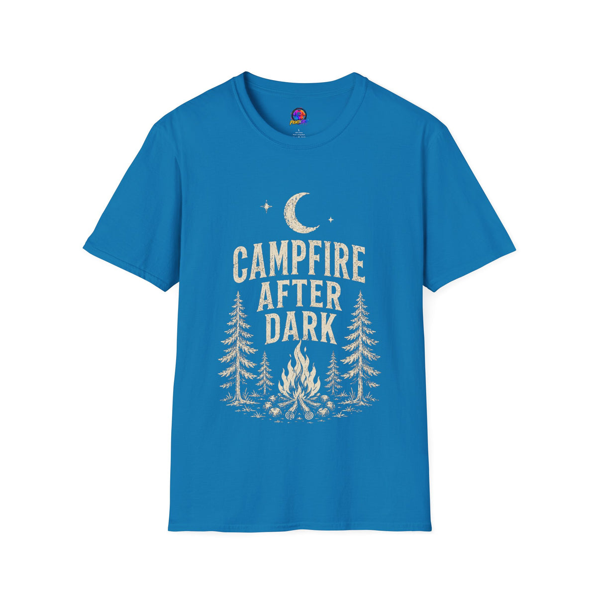 Campfire After Dark T-Shirt — Vintage Moon & Pine Camping Tee