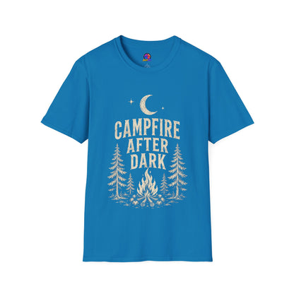 Campfire After Dark T-Shirt — Vintage Moon & Pine Camping Tee