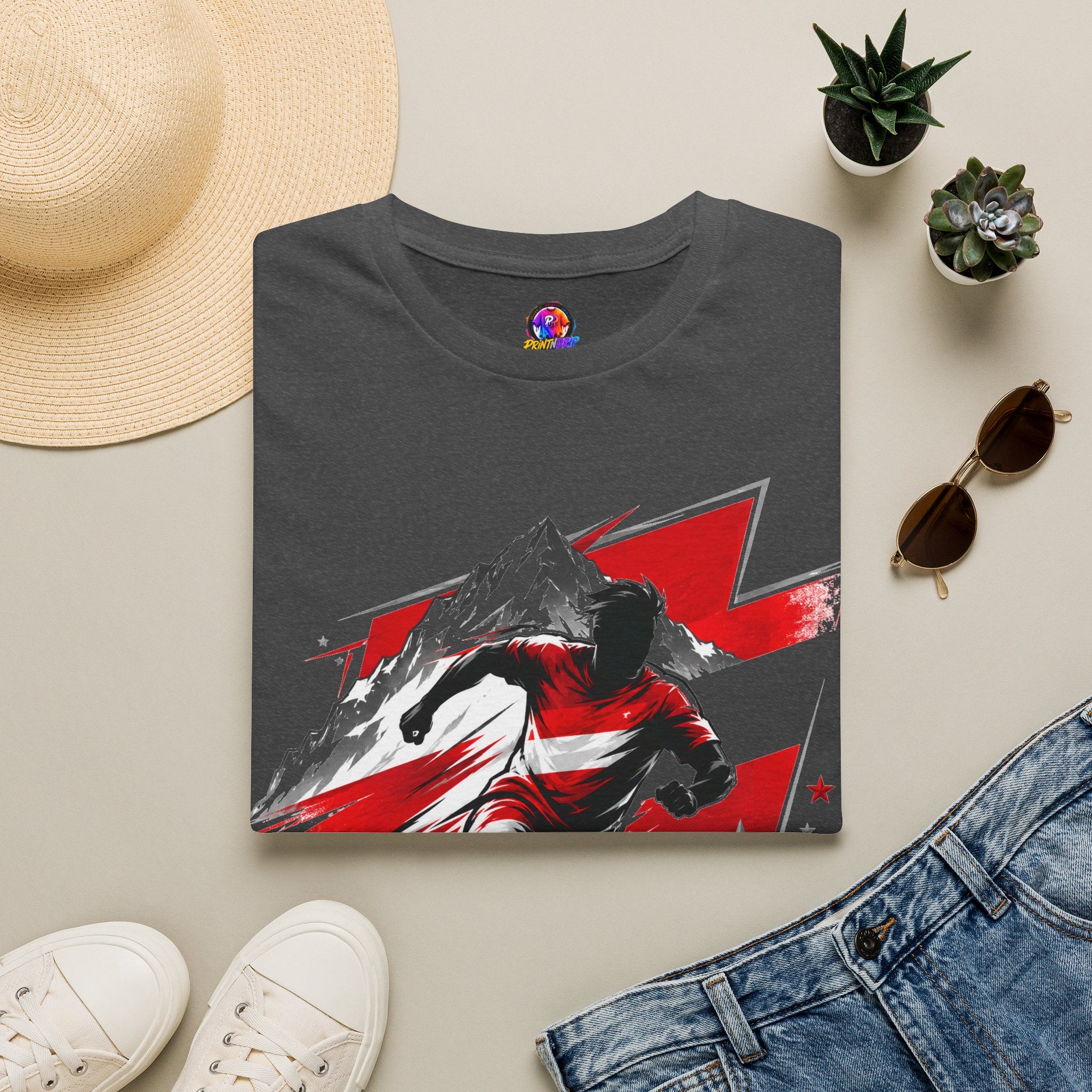 Austria  Alpine Charge Soccer T-Shirt — Mountain Football Graphic Tee -