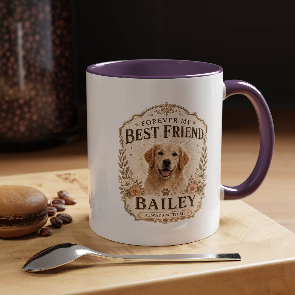 Milo Bailey Dog Dad Mom Forever My Best Friend Dog Coffee Mug — Personalized Pet Name Accent Mug