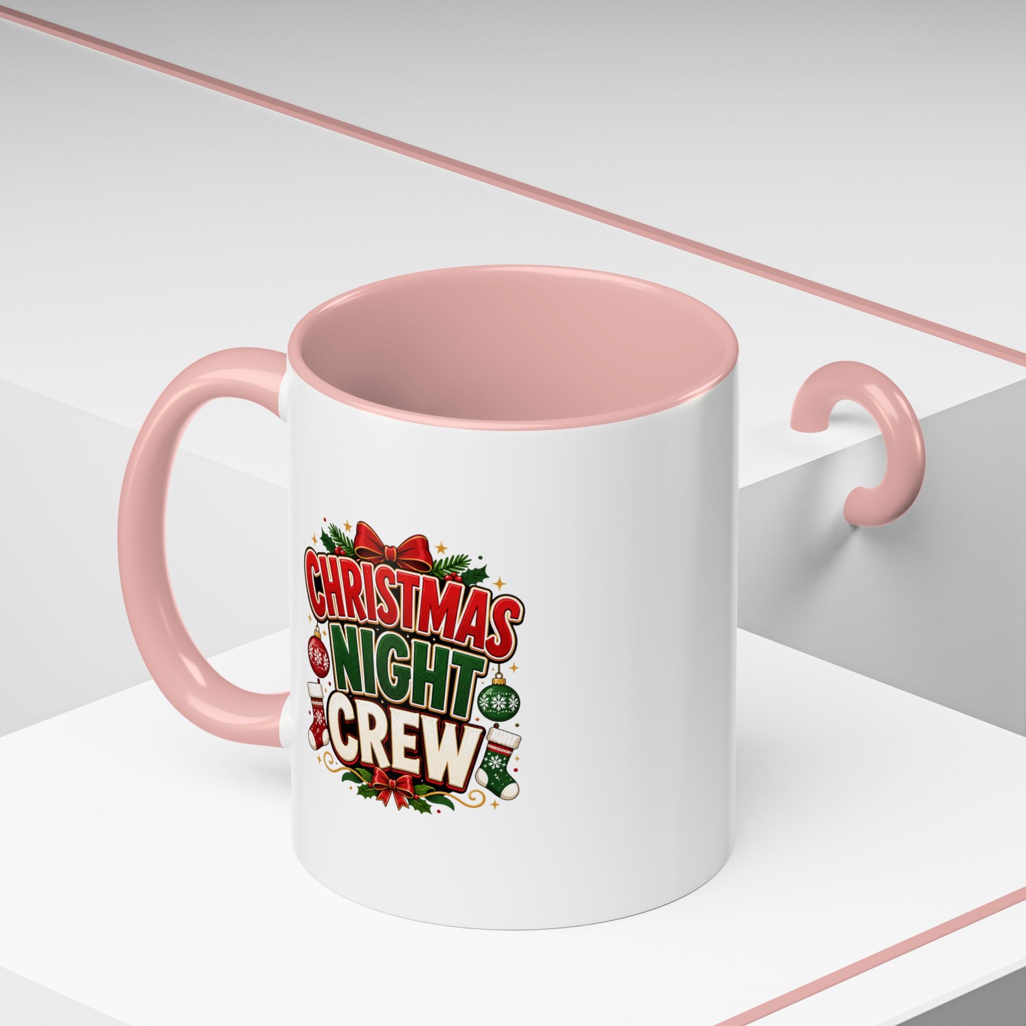 Christmas Night Crew Accent Coffee Mug – Festive Holiday Coffee Cup