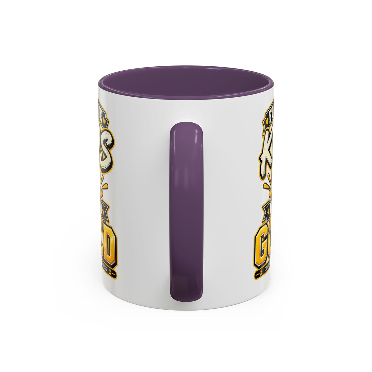 For The Kids We Go Gold Accent Coffee Mug — Childhood Cancer Awareness 11/15oz