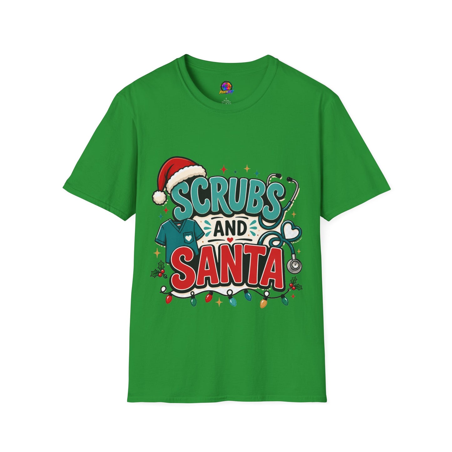 Scrubs and Santa Christmas T-Shirt — Cute Holiday Nurse Tee