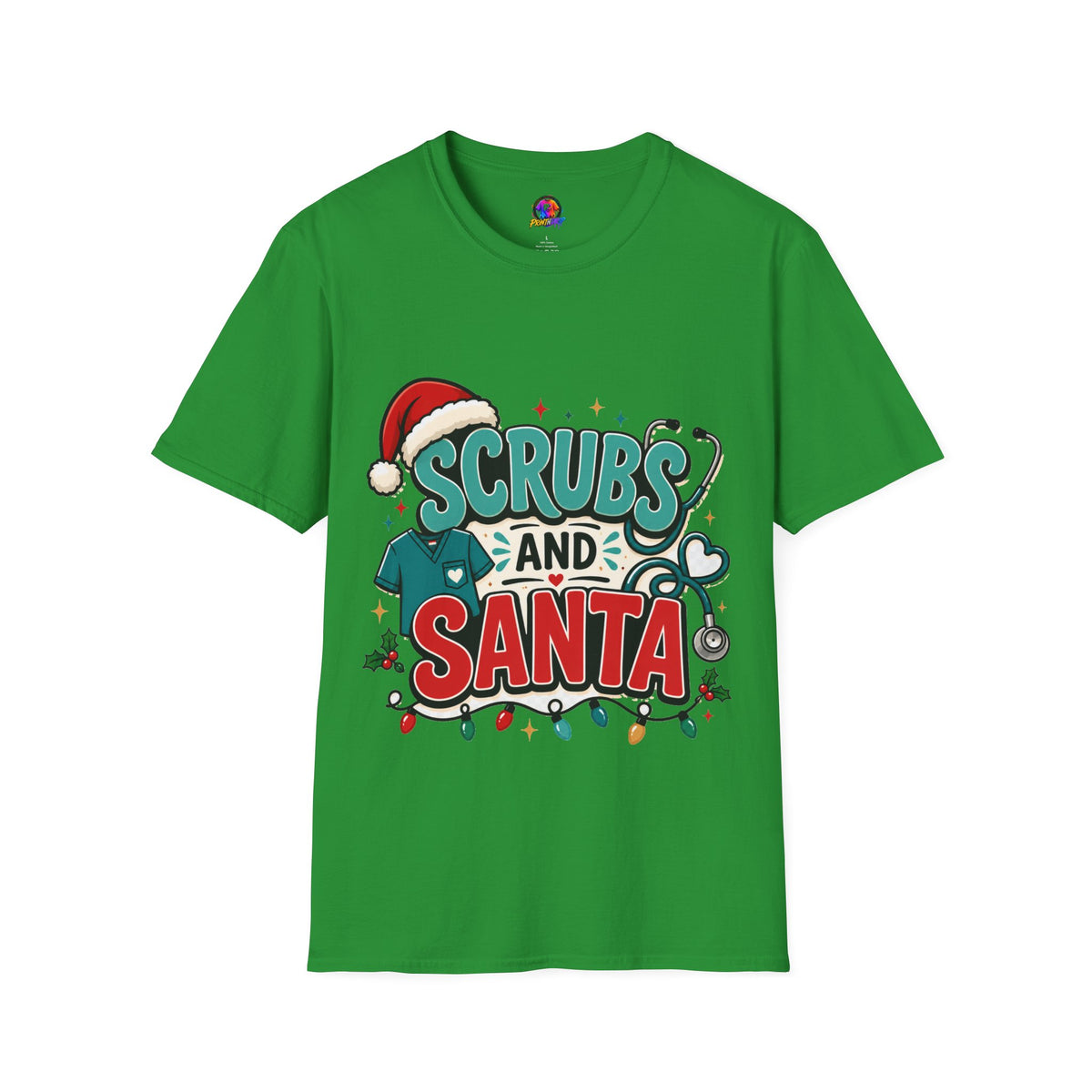Scrubs and Santa Christmas T-Shirt — Cute Holiday Nurse Tee