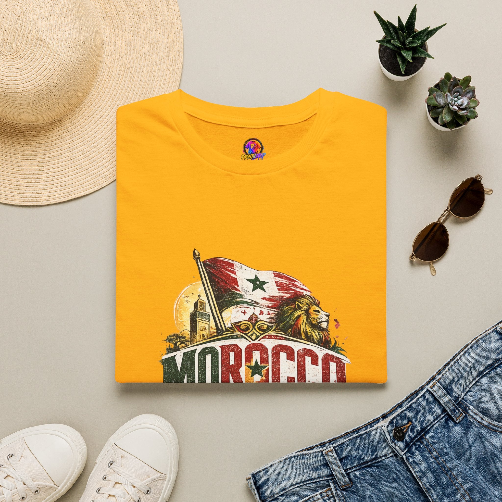 Morocco Soccer T-Shirt — Vintage Flag & Lion Football Tee