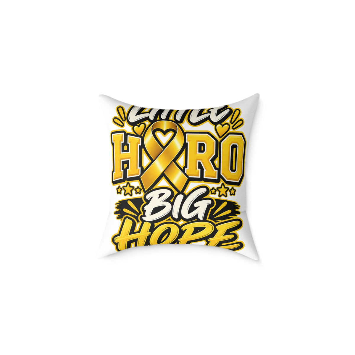 Awake Hero Big Hope Pillow —Childhood  Cancer Awareness Yellow Ribbon Square Throw Pillow