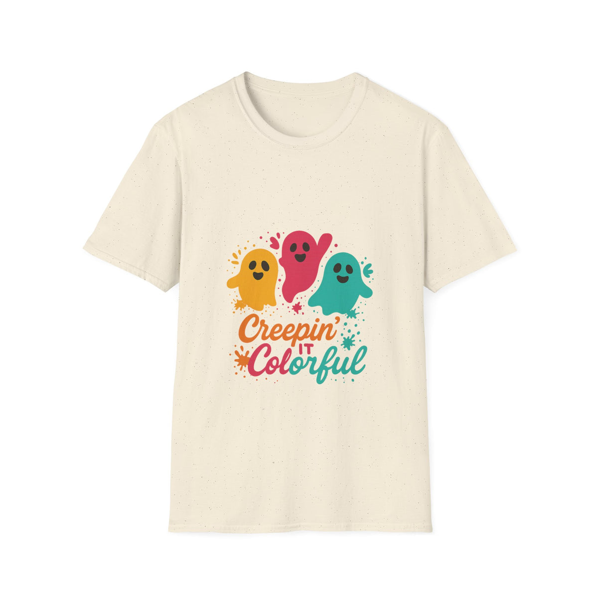 Colorful Creepin' Ghosts Tee — Cute Halloween Shirt - Trending Now - October 2026