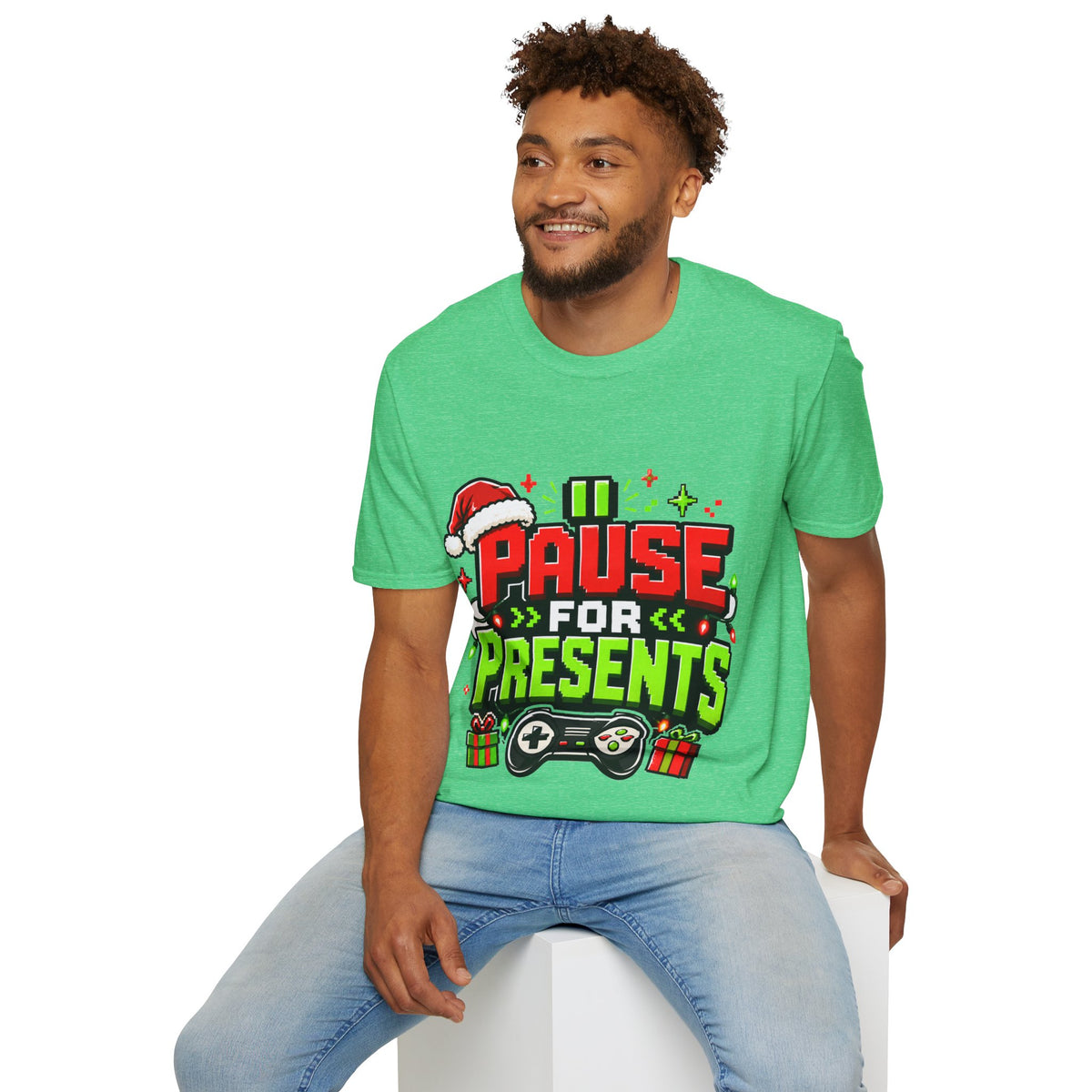T-Shirt — "Pause for Presents" Christmas Gamer Tee