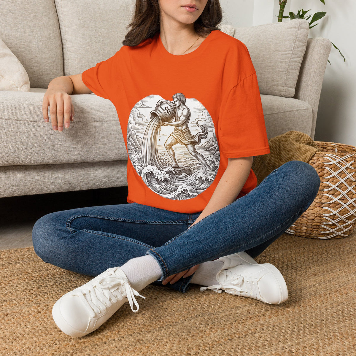 Aquarius Zodiac T-Shirt — Vintage Water Bearer Astrology Tee