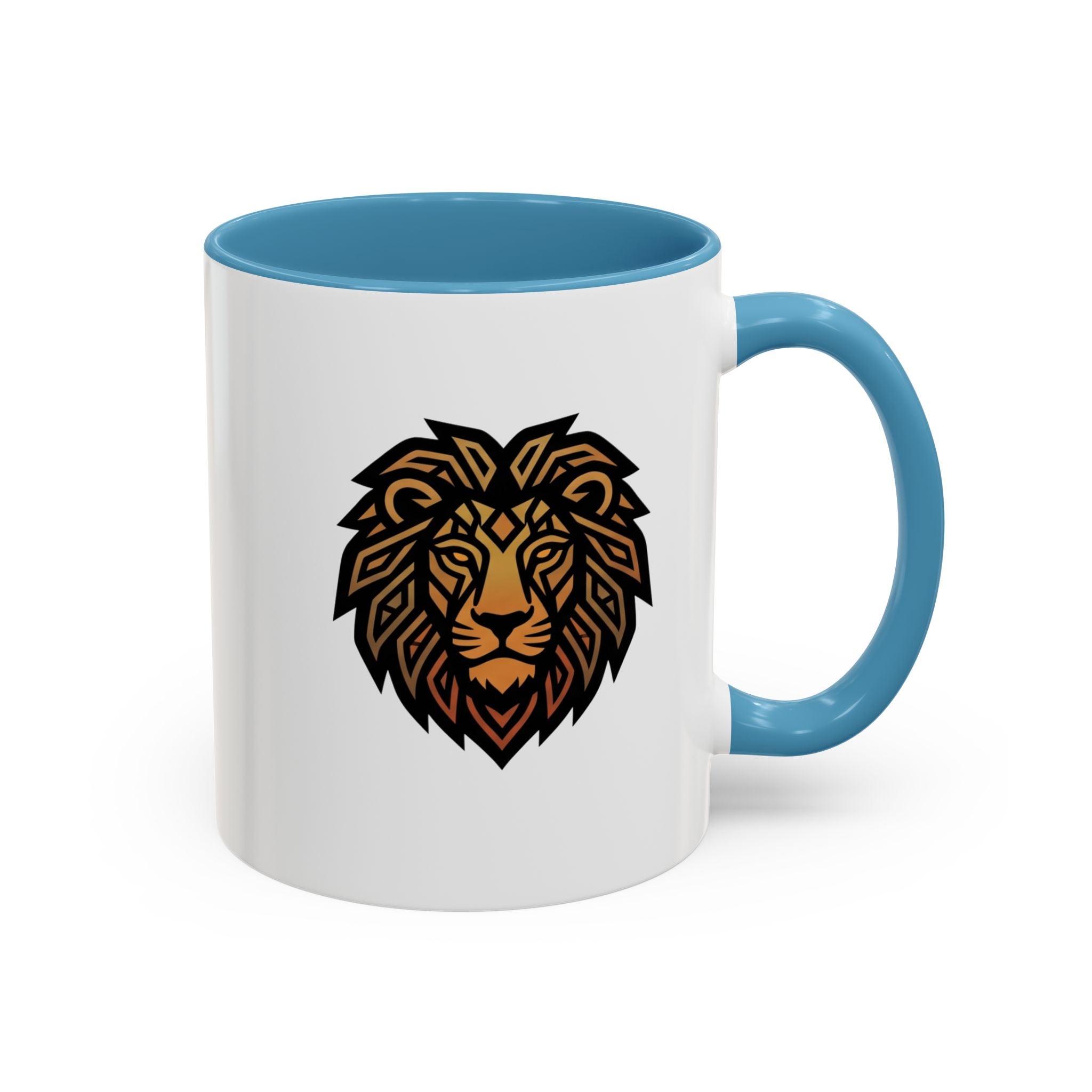 Lion Head Accent Coffee Mug — Bold Geometric Mane Design