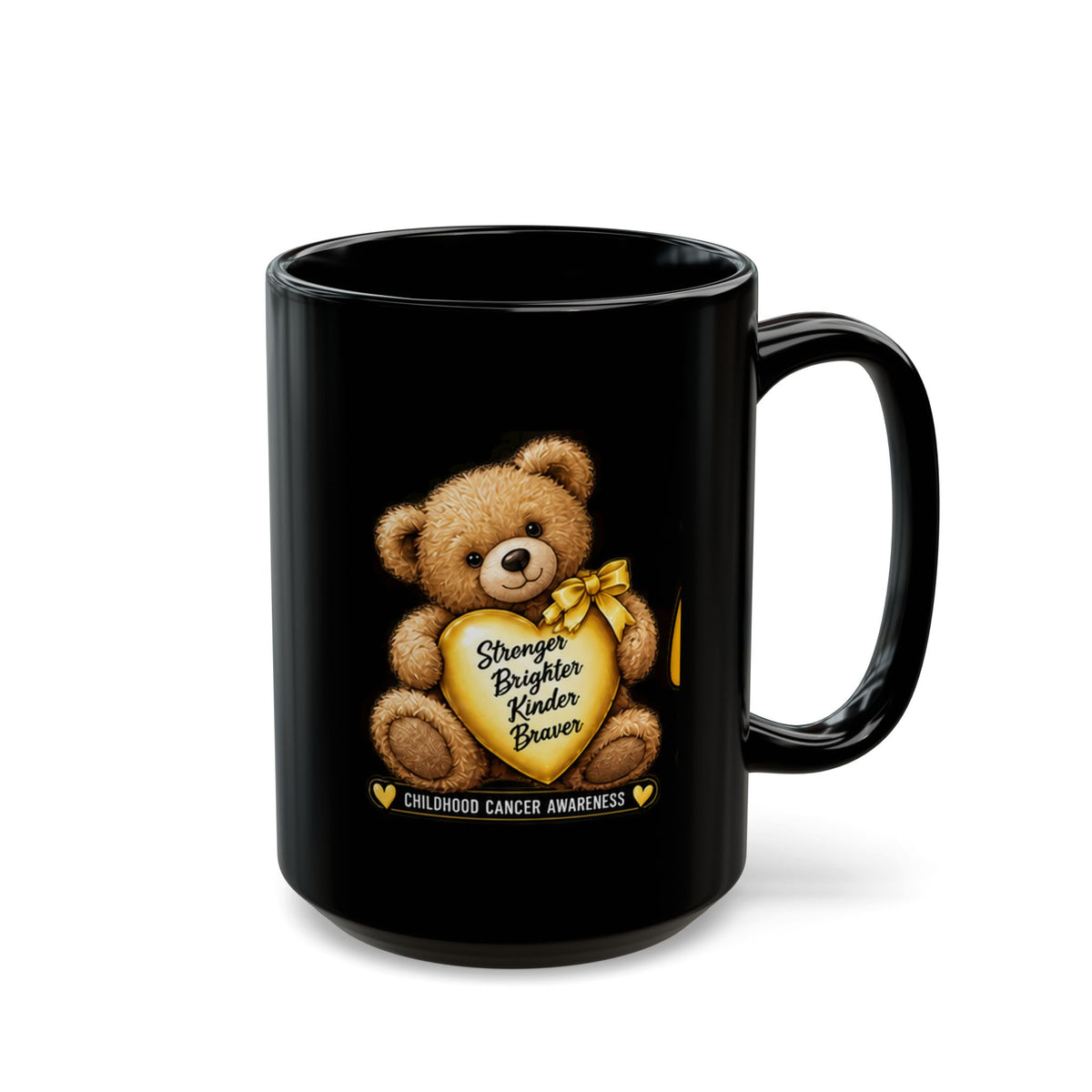Childhood Cancer Awareness Teddy Bear Black Mug (11oz/15oz)