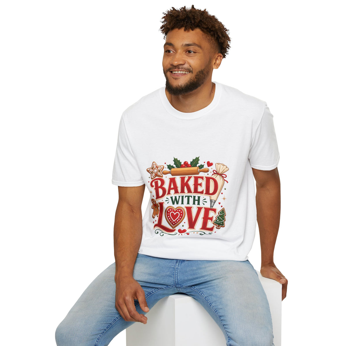 Baked With Love T-Shirt — Holiday Baking Christmas Cookie Chef Tee