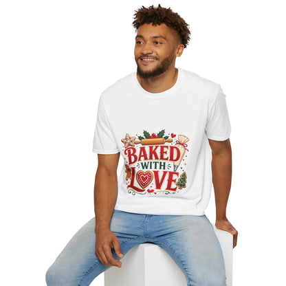 Baked With Love T-Shirt — Holiday Baking Christmas Cookie Chef Tee