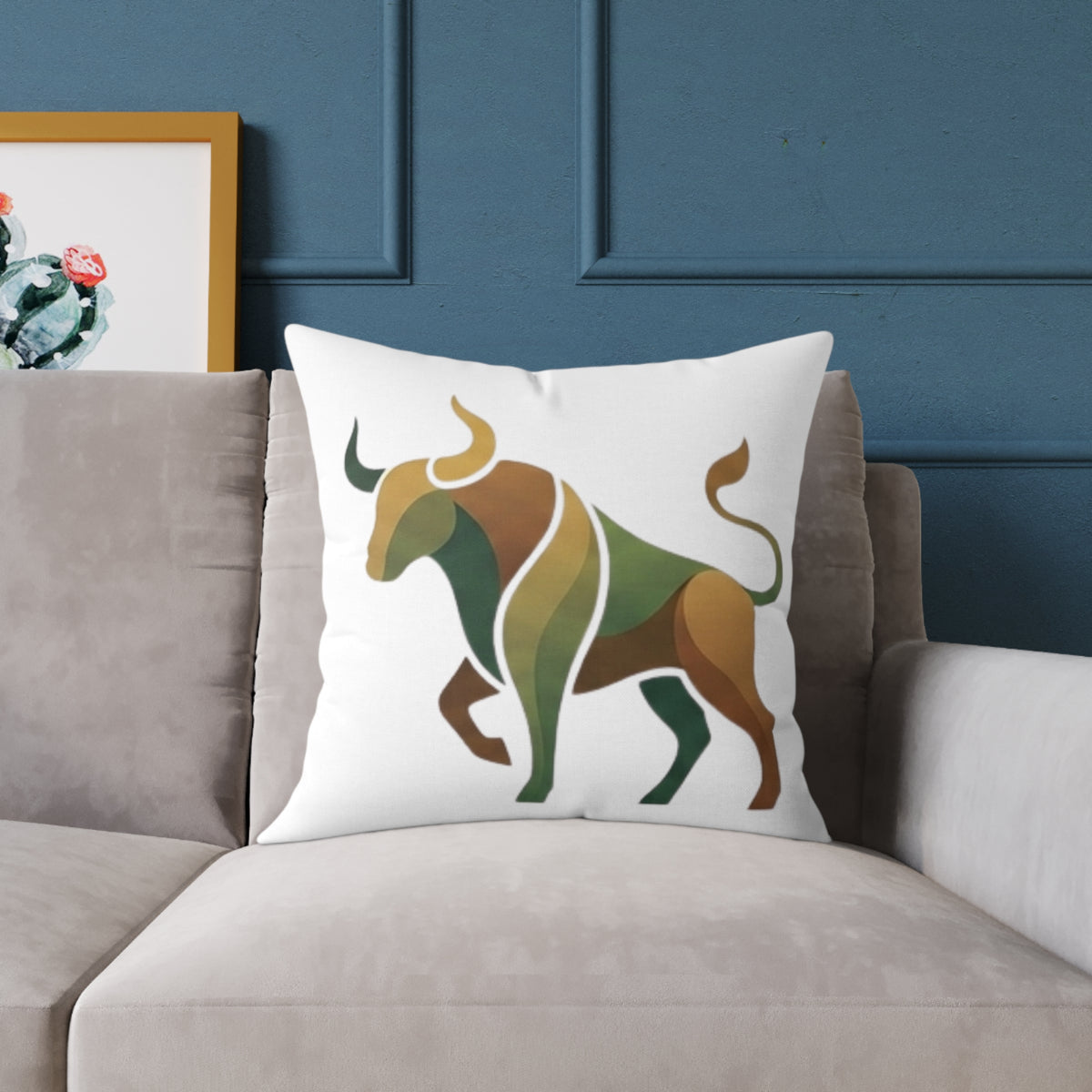 Zodiac Taurus Bull  Astrological Square Poly Canvas Pillow