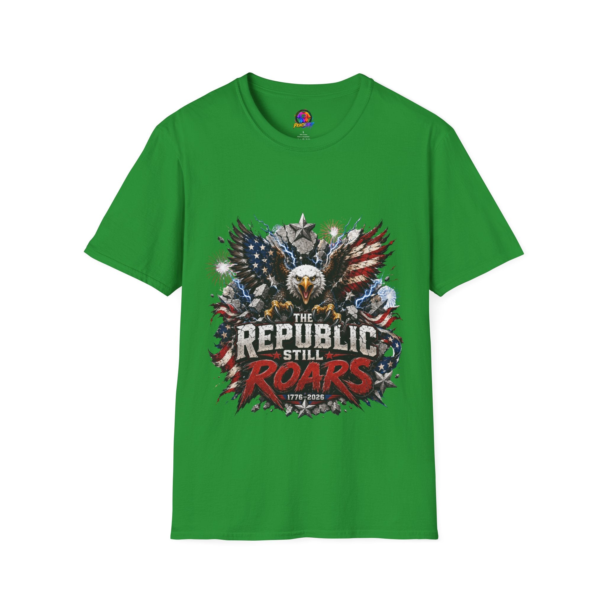 Patriotic Eagle T-Shirt — "The Republic Still Roars" | American Flag Graphic