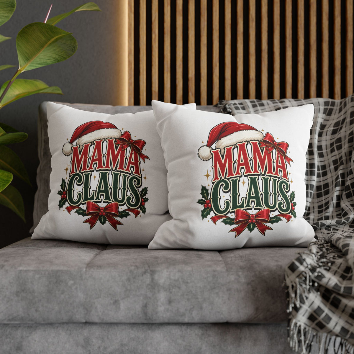Christmas Mama Claus Holiday Throw Pillowcase — Christmas Decorative Square Pillow Cover